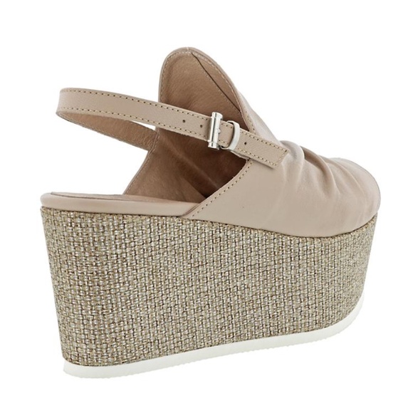 MARCO RICCI WOMENS WRINKLE VAMP PLATFORM SLINGBACK WEDGE, SIZE EU 38 (US8), NUDE - Picture 3 of 13